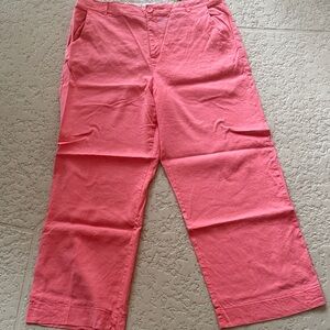 Tommy Bahama Coral Comfort Linen Blend Pants with Floral Interior Trim size 16